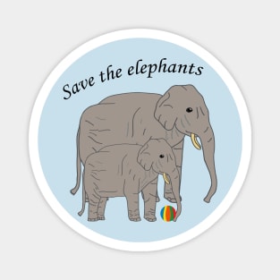 Save the elephants – Bright Blue Magnet